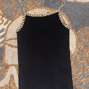 Harlow Black Top with Animal Print Accents